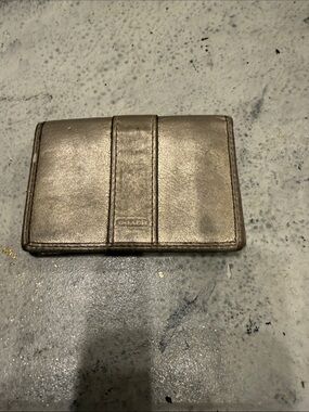 Coach Metallic Gold Card Case with Clear ID Window